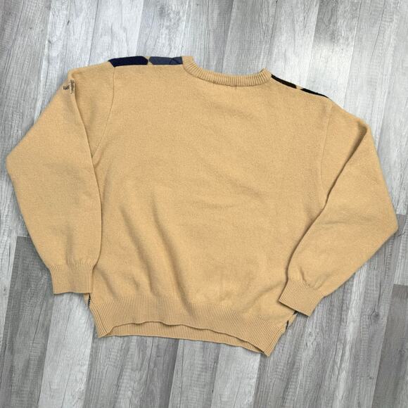 Harry Vardon 100% Wool Argyle Tan Blue Sweater Crewneck Golf Size Large - Picture 6 of 8